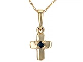 Blue Sapphire 10k Yellow Gold Childrens Cross Pendant With Chain .03ct
