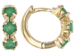 Green Sakota Emerald Child's 10k Yellow Gold Hoop Earrings .41ctw