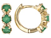 Green Sakota Emerald Child's 10k Yellow Gold Hoop Earrings .41ctw