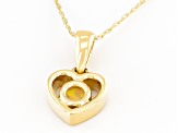 Multi Color Ethiopian Opal 10k Yellow Gold Childrens Heart Pendant With 12" Rope Chain .07ct