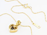 Teal Lab Created Alexandrite 10k Yellow Gold Childrens Heart Pendant With 12" Rope Chain .10ct