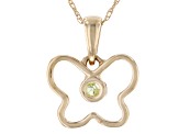 Green Peridot 10k Yellow Gold Childrens Butterfly Pendant With Chain .09ct