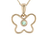 Green Sakota Emerald 10k Yellow Gold Childrens Butterfly Pendant With Chain .05ct