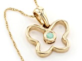 Green Sakota Emerald 10k Yellow Gold Childrens Butterfly Pendant With Chain .05ct