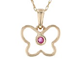 Red Mahaleo® Ruby 10k Yellow Gold Childrens Butterfly Pendant With Chain .04ct