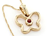Red Garnet 10k Yellow Gold Childrens Butterfly Pendant With Chain .04ct
