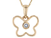 Blue Aquamarine 10k Yellow Gold Childrens Butterfly Pendant With Chain .03ct