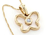 Blue Aquamarine 10k Yellow Gold Childrens Butterfly Pendant With Chain .03ct