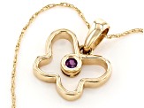Teal Lab Created Alexandrite 10k Yellow Gold Childrens Butterfly Pendant With Chain .03ct
