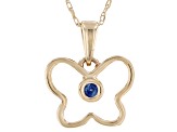 Blue Sapphire 10k Yellow Gold Child's Butterfly Pendant With Chain .03ct
