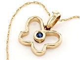 Blue Sapphire 10k Yellow Gold Child's Butterfly Pendant With Chain .03ct