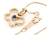 Blue Sapphire 10k Yellow Gold Child's Butterfly Pendant With Chain .03ct