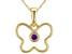 Purple African Amethyst 10k Yellow Gold Childrens Butterfly Pendant With Chain .03ct