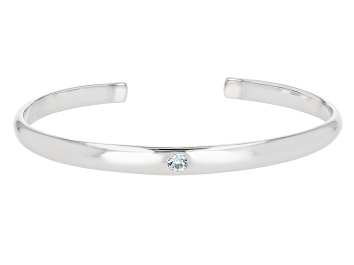Picture of Sky Blue Topaz Rhodium Over Sterling Silver Childrens Cuff Bracelet 0.11ct
