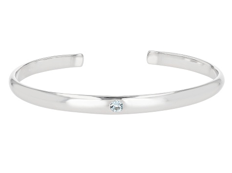 Sky Blue Topaz Rhodium Over Sterling Silver Children's Cuff Bracelet 0.11ct