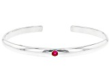 Red Lab Created Ruby Rhodium Over Sterling Silver Children's Cuff Bracelet 0.11ct