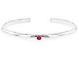 Red Lab Created Ruby Rhodium Over Sterling Silver Childrens Cuff Bracelet 0.11ct