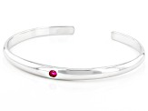Red Lab Created Ruby Rhodium Over Sterling Silver Children's Cuff Bracelet 0.11ct