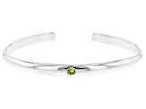 Green Peridot Rhodium Over Sterling Silver Childrens Cuff Bracelet 0.11ct