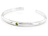 Green Peridot Rhodium Over Sterling Silver Childrens Cuff Bracelet 0.11ct