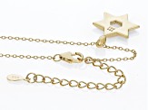 White Zircon & Blue Enamel 18k Yellow Gold Over Silver Children's Star of David Pendant/Chain .08ctw