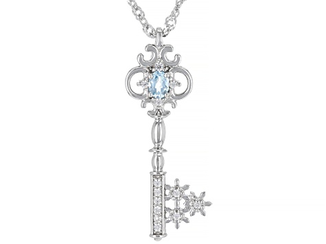 Sky Blue Topaz Rhodium Over Silver Childrens Pendant with Chain .29ctw