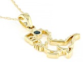 London Blue Topaz 10k Yellow Gold Childrens Dinosaur Pendant With Chain 0.03ct