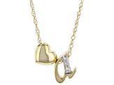 White Zircon 10k Yellow Gold Children's Inital "A"Necklace. 0.02ctw