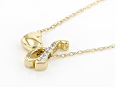 White Zircon 10k Yellow Gold Childrens Initial "D" Necklace 0.03ctw