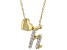 White Zircon 10k Yellow Gold Children's Inital "H" Necklace. 0.06ctw
