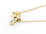 White Zircon 10k Yellow Gold Childrens Initial "L" Necklace 0.02ctw