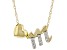 White Zircon 10k Yellow Gold Childrens Initial "M" Necklace. 0.22ctw