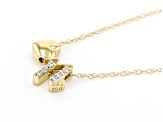 White Zircon 10k Yellow Gold Childrens Initial "N" Necklace 0.03ctw