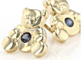 Blue Lab Created Alexandrite 10k Yellow Gold Childrens Teddy Bear Stud Earrings .07ctw