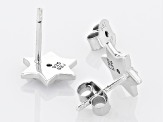 White Zircon Rhodium Over Silver Childrens Star of David Earrings 0.06ctw