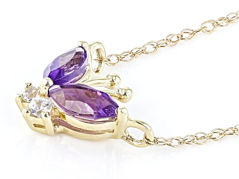 Purple Amethyst 10k Yellow Gold Childrens Necklace 0.27ctw