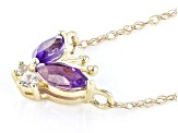 Purple Amethyst 10k Yellow Gold Childrens Necklace 0.27ctw