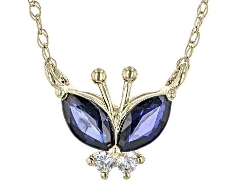 Blue Sapphire 10k Yellow Gold Childrens Necklace 0.37ctw
