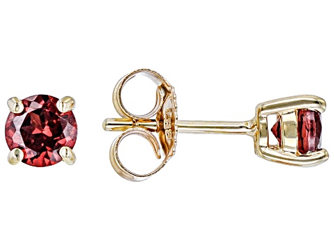 Red Garnet 10k Yellow Gold Childrens Solitaire Stud Earrings 0.60ctw