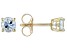 Blue Aquamarine 10k Yellow Gold Childrens Solitaire Stud Earrings 0.43ctw