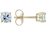 Blue Aquamarine 10k Yellow Gold Childrens Solitaire Stud Earrings 0.43ctw