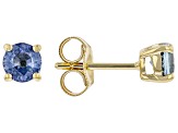 Blue Sapphire 10k Yellow Gold Childrens Solitaire Stud Earrings 0.60ctw