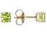 Green Manchurian Peridot(TM) 10k Yellow Gold Children's Solitaire Stud Earrings 0.51ctw