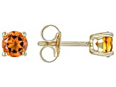 Orange Madeira Citrine 10k Yellow Gold Childrens Solitaire Stud Earrings 0.43ctw