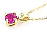 Red Ruby 10K Yellow Gold Childrens Pendant With Chain 0.12ct