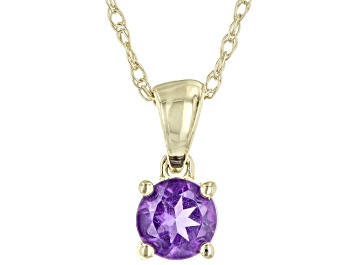 Picture of Purple Amethyst 10K Yellow Gold Childrens Pendant With Chain 0.21ctw