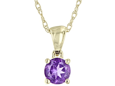 Purple Amethyst 10K Yellow Gold Childrens Pendant With Chain 0.21ctw