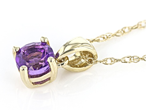 Purple Amethyst 10K Yellow Gold Childrens Pendant With Chain 0.21ctw