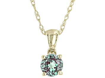 Picture of Blue Lab Created Alexandrite 10K Yellow Gold Childrens Pendant With Chain 0.21ct