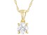 White Zircon 10K Yellow Gold Childrens Solitaire Pendant With Chain 0.35ct